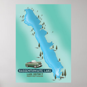 Bassenthwaite Lake, lake district travel poster ma
