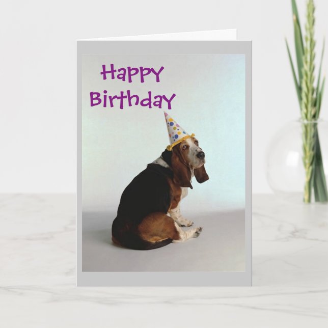 Basset Birthday Dog Card (Front)