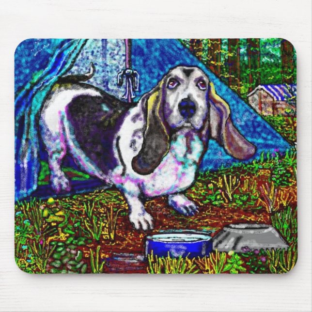 Basset Camping Mousepad (Front)