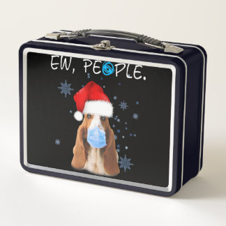 Basset Dog Lover| Basset Hound Wearing Mask Metal Lunch Box