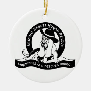 Basset Elf & AZBHR Logo Ceramic Tree Decoration
