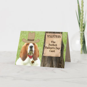 Basset "Father's Day" Card with Cowboy Theme