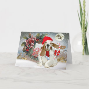 Basset Has The Spirit Of Christmas Holiday Card