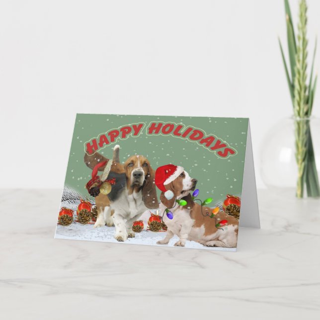 Basset Ho Ho Ho Christmas Cards (Front)
