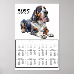  Basset Hound 2025 Calendar  Poster