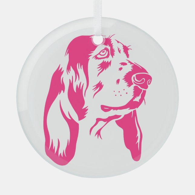 BASSET HOUND [24] GLASS TREE DECORATION (Front)