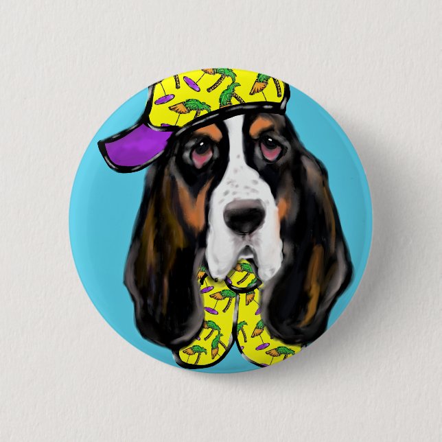 Basset Hound 6 Cm Round Badge (Front)