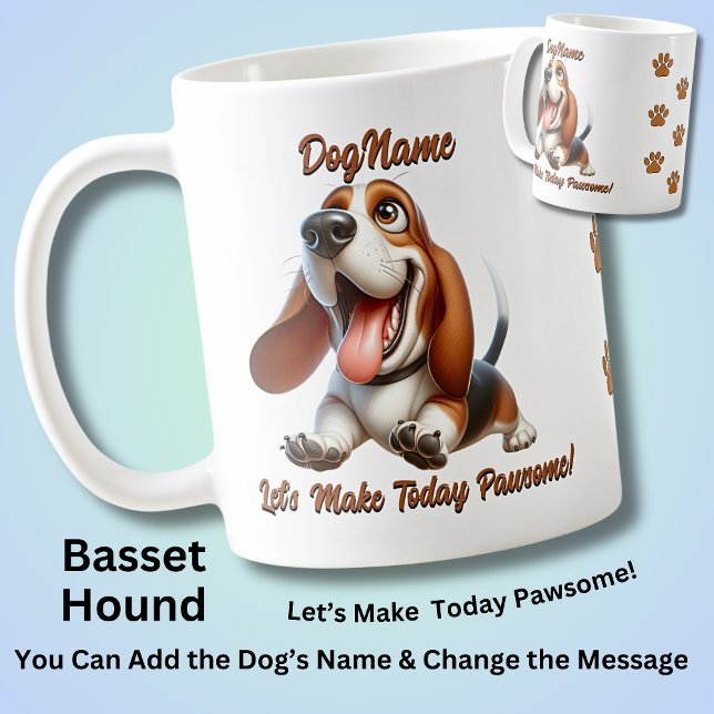 Basset Hound  - Add Dog's Name, Change Text Coffee Mug (Creator Uploaded)
