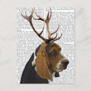 Basset Hound and Antlers Postcard