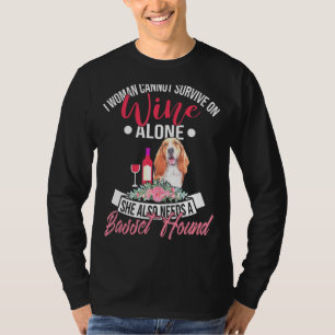 Basset Hound And Wine For Basset Dog Moms T-Shirt