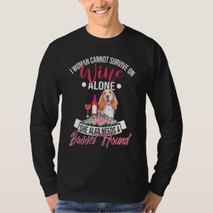 Basset Hound And Wine Shirt For Basset Dog Moms