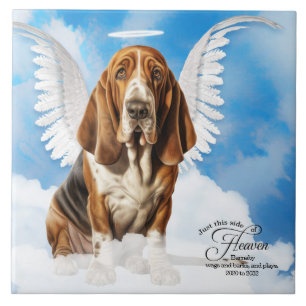 Basset Hound Angel Dog Personalized Pet Memorial Ceramic Tile