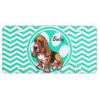 Basset Hound; Aqua Green Chevron