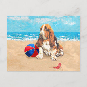 Basset Hound at the Beach Postcard