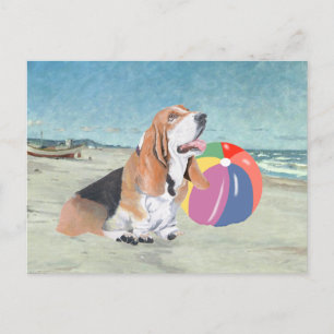 Basset Hound at the Beach Postcard