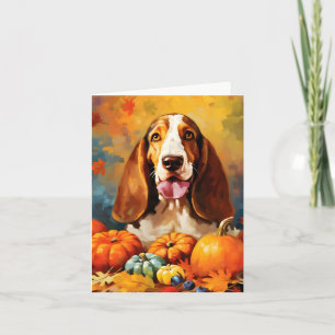 Basset Hound Autumn Thanksgiving  Card