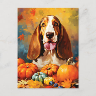 Basset Hound Autumn Thanksgiving  Postcard