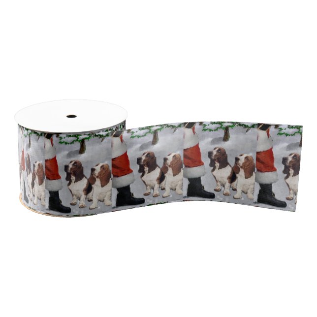Basset Hound Believe Christmas Grosgrain Ribbon (Spool)