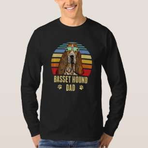 Basset Hound Best Dog Dad Ever Retro Sunset Beach T-Shirt