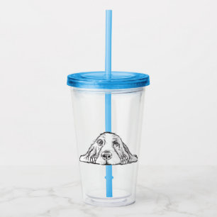 basset hound black white simple puppy dog eyes  acrylic tumbler