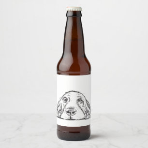 basset hound black white simple puppy dog eyes beer bottle label