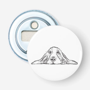 basset hound black white simple puppy dog eyes  bottle opener