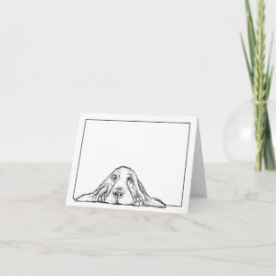 basset hound black white simple puppy dog eyes card
