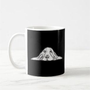 basset hound black white simple puppy dog eyes coffee mug