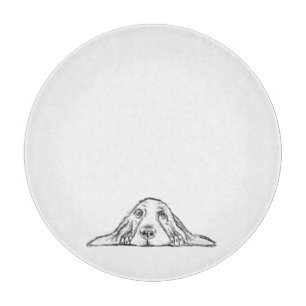 basset hound black white simple puppy dog eyes cutting board