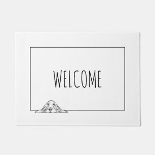 basset hound black white simple puppy dog eyes  doormat