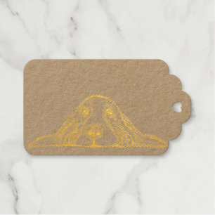 basset hound black white simple puppy dog eyes  gift tags