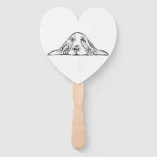 basset hound black white simple puppy dog eyes hand fan