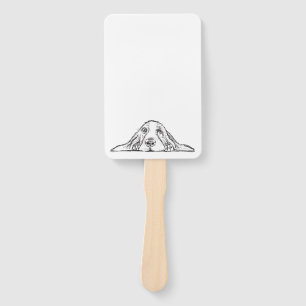 basset hound black white simple puppy dog eyes  hand fan