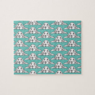 basset hound black white simple puppy dog eyes  jigsaw puzzle