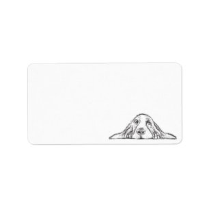 basset hound black white simple puppy dog eyes  label