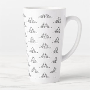 basset hound black white simple puppy dog eyes  latte mug