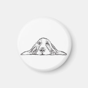 basset hound black white simple puppy dog eyes magnet