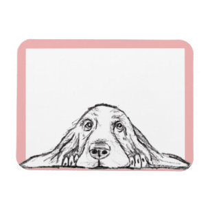 basset hound black white simple puppy dog eyes magnet