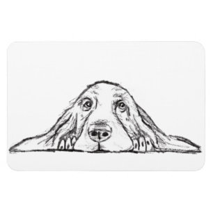basset hound black white simple puppy dog eyes  magnet