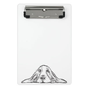 basset hound black white simple puppy dog eyes  mini clipboard