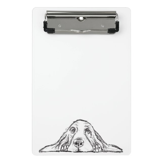 basset hound black white simple puppy dog eyes  mini clipboard (Front)
