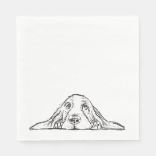 basset hound black white simple puppy dog eyes napkin