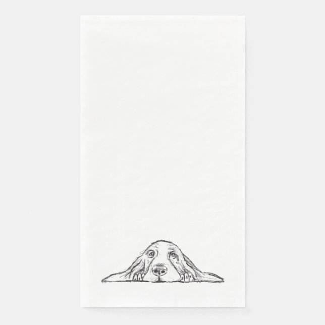 basset hound black white simple puppy dog eyes   napkin (Front)