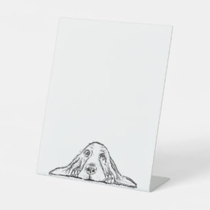 basset hound black white simple puppy dog eyes  pedestal sign