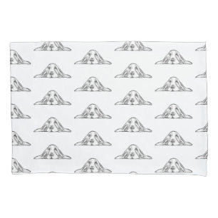 basset hound black white simple puppy dog eyes  pillowcase