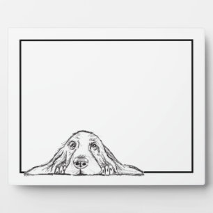 basset hound black white simple puppy dog eyes plaque
