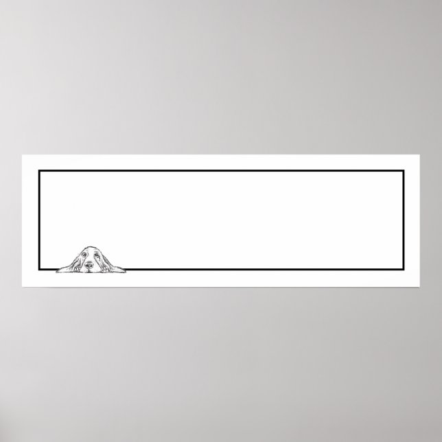 basset hound black white simple puppy dog eyes  poster (Front)