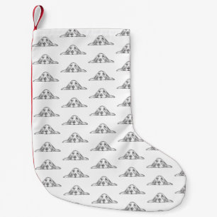 basset hound black white simple puppy dog eyes  small christmas stocking
