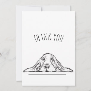 basset hound black white simple puppy dog eyes  thank you card