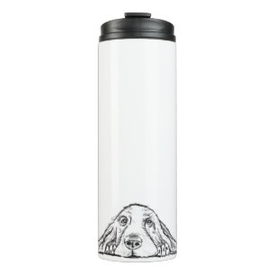 basset hound black white simple puppy dog eyes  thermal tumbler